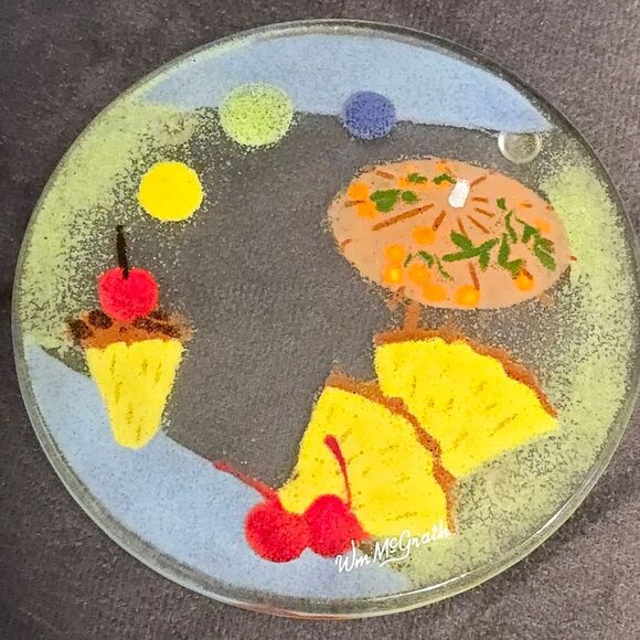 Fused art glass cocktails coasters set of 4 Colorful Fruits by William McGrath - Picture 4 of 8